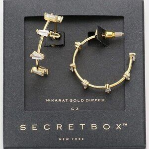 14K GOLD CRYSTAL HOOP EARRINGS